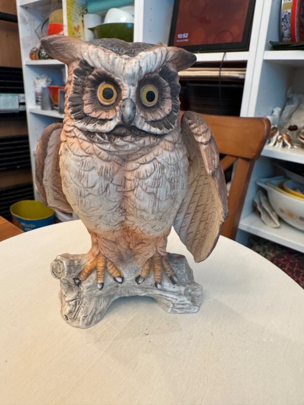 Vintage Wide Eyed Owl Figurine Hand Painted Vintage KELVIN FINE CHINA